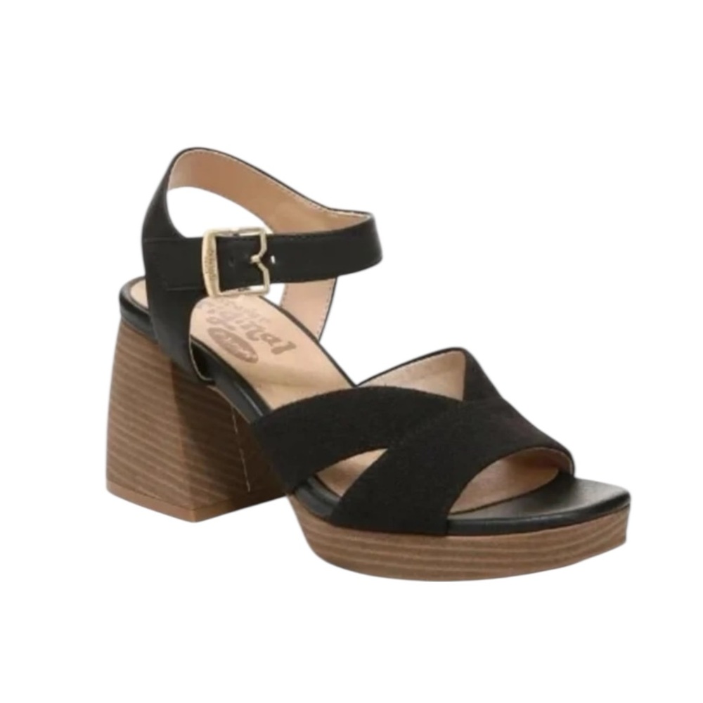 New Dr. Scholl's Mariah Retro Inspired Black Ankle Strap Block Heel Sandals 90s